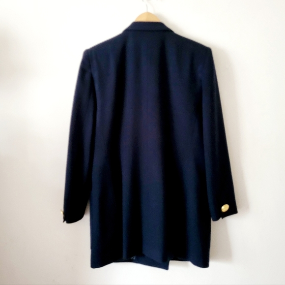 Vintage Christian Dior Double Breasted Rope Embroidered Detail Blazer Navy Sz 10 - Picture 3 of 16
